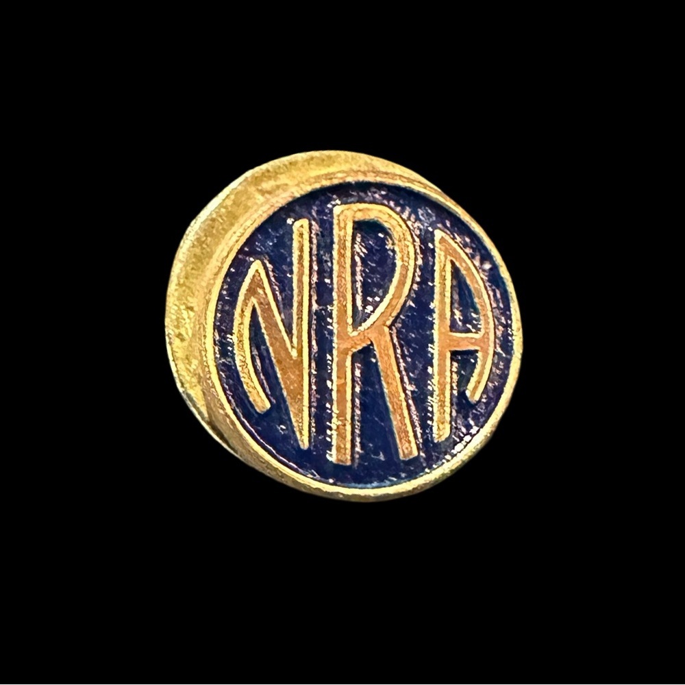 Vintage NRA Lapel Pin Blue Gold Tone